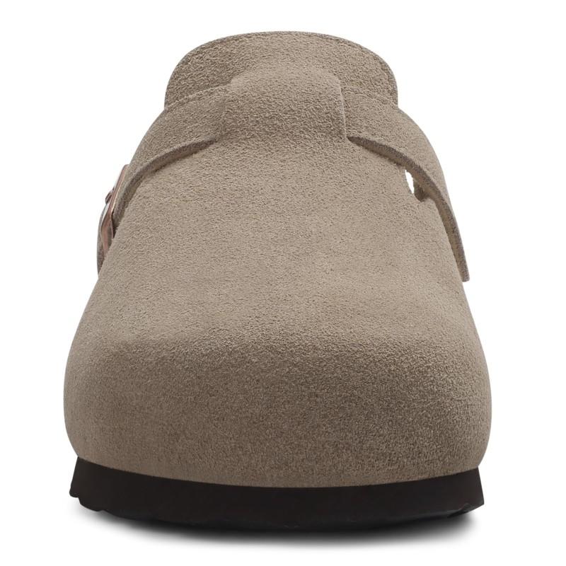 Модные улыбающиеся мужские новые замшевые клоги из коровьей кожи, мягкая пробковая стелька, мужские мюли, тапочки, модные мужские домашние сандалии с поддержкой свода стопы, мужские пляжные сандалии