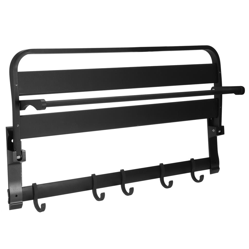 Wall Mounted Space Aluminum Towel Rack Holder Folding Storage Shelf for Bathroom Toilet Black
