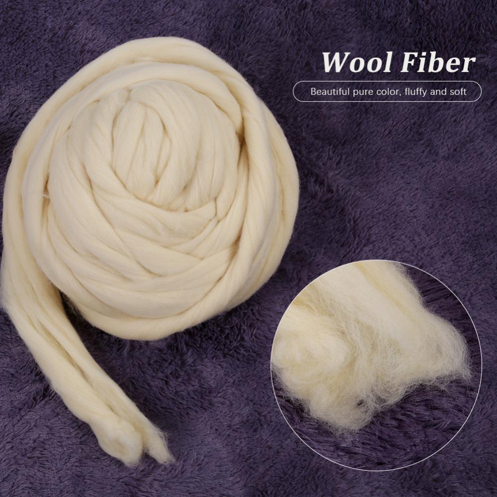 Wool Needle Felting Wool White Chunky Yarn Soft Wool Roving For Needle Felting