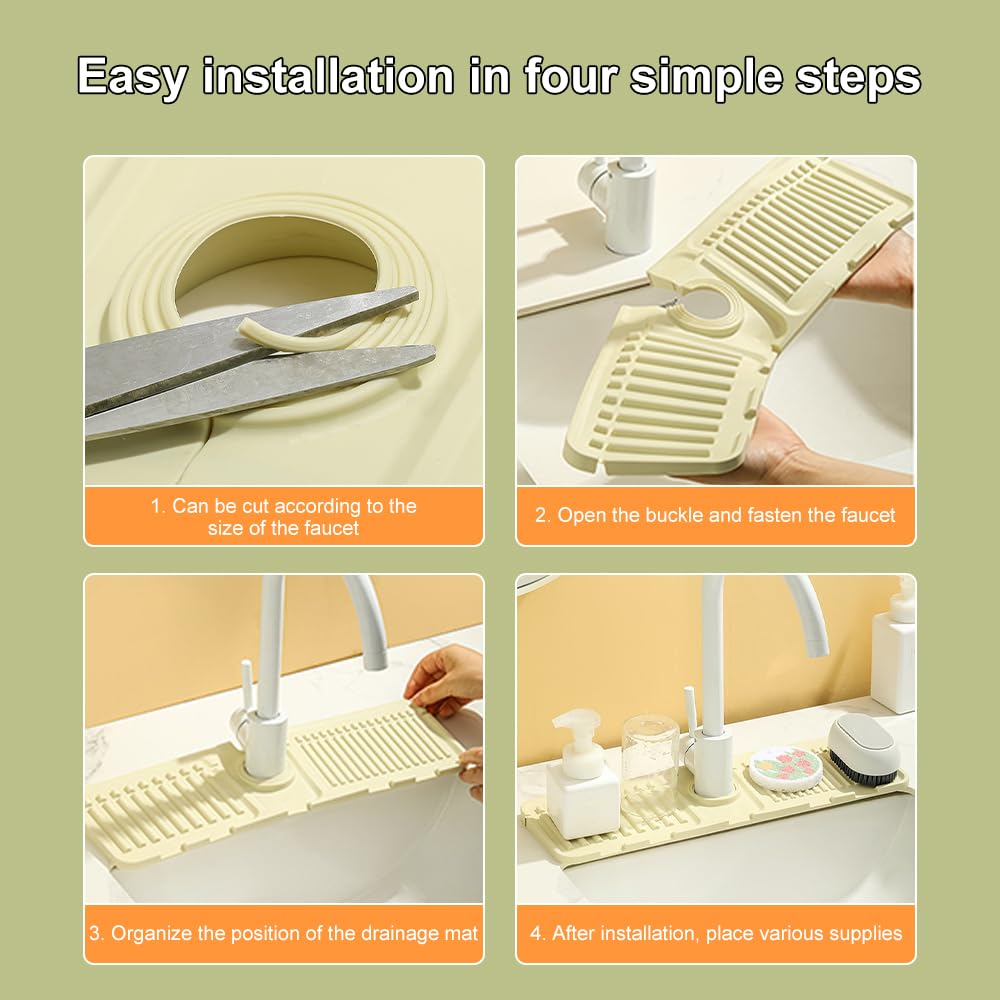 Новый коврик для смесителя 2024 года для кухонной раковины, брызговик, силиконовый дренажный коврик, быстросохнущий, каменный поднос для раковины для столешницы, сушилка