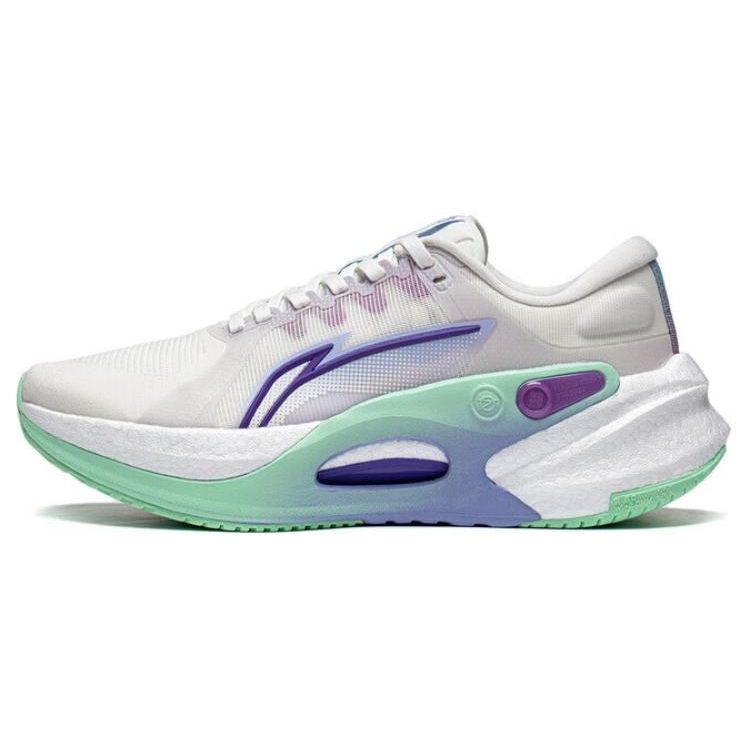 Li Ning Lijun 7 Shock Absorption Low Top Running Shoes Women Sneakers White Purple ARZT004-13