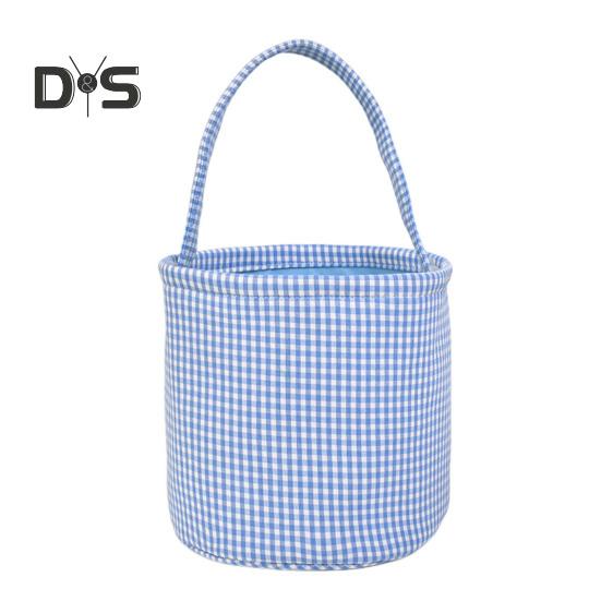 Пасхальное ведерко в клетку для детей, сумка для хранения в детской, подарочная корзина для новорожденных с ручкой для вечеринок по поиску пасхальных яиц