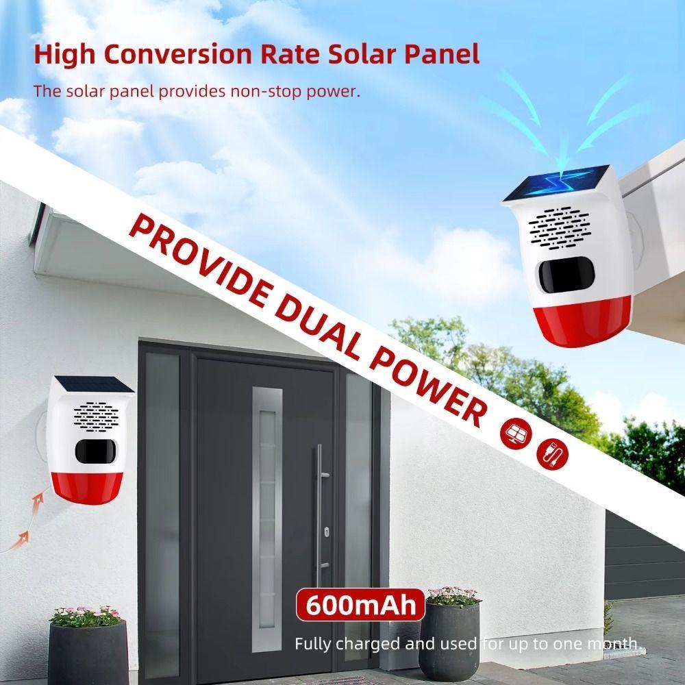 Rechargeable Solar Alarm Multifunctional Solar Charging Alarm Security Alarm Siren Garage Security