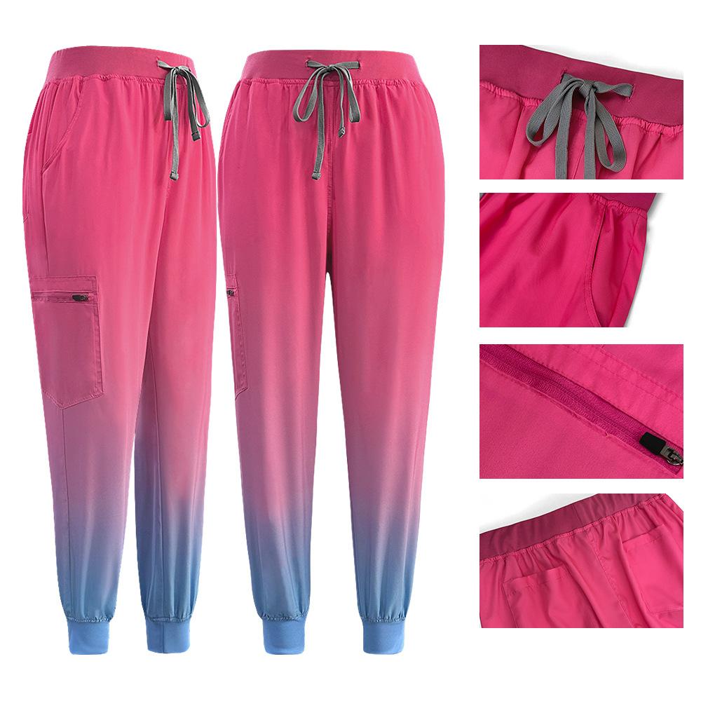 Женский лабораторный халат для ухода за больными, модная униформа, градиентный цвет, стоматологический халат для домашних животных, топ+брюки, комплекты, медицинская клиника, больница