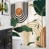Geometric Nature Shower Curtain: Embrace The Modern Design, Soft Fabric, And Earthy Vibes For Your Stylish Bathroom