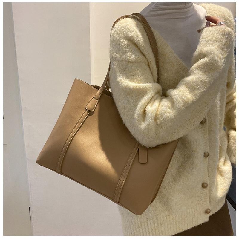 Женская сумка, большая сумка, женский новый стиль, простая и вместительная мягкая кожаная сумка-тоут, повседневная и универсальная сумка через плечо