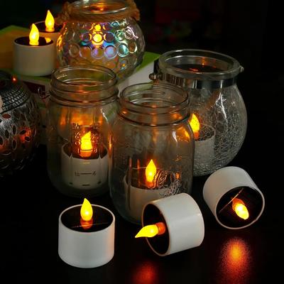 1-6 шт. Светодиодные свечи-чайные огоньки на солнечной батарее, уличные водонепроницаемые беспламенные солнечные чайные огоньки, перезаряжаемые свечи для вечеринки, сада, домашнего декора