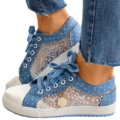 Женские дышащие сетчатые парусиновые кроссовки, удобные кроссовки на шнуровке, повседневные кроссовки на плоской подошве, большие размеры 35-43