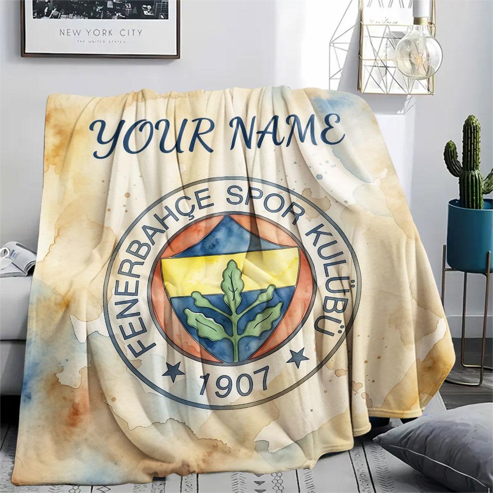 Custom Name,Fenerbahce Spor Kulubu Printed Flannel Blanket, soft throw for bedroom sofa, washable, Christmas present, great gift.