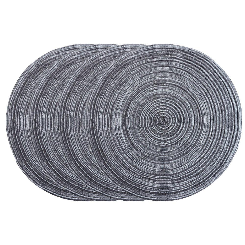 4pcs Braided Woven Place Mats Washable Table Place Mat Round Placemats Coasters  for Dining Table
