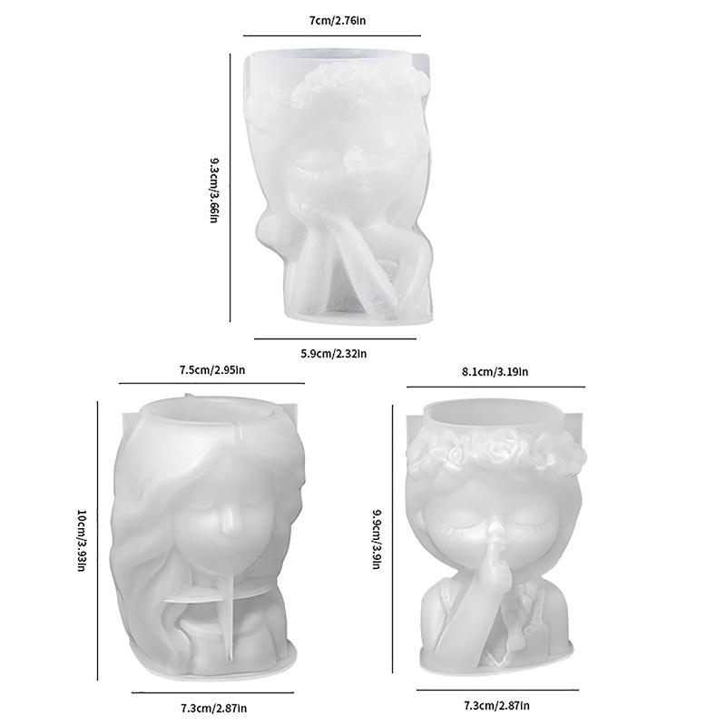 Cute Girl Flower Pot Silicone Mold Concrete Resin Plaster Candle  Epoxy Mold Diy Handmade Crafts Decoration Vase Tool