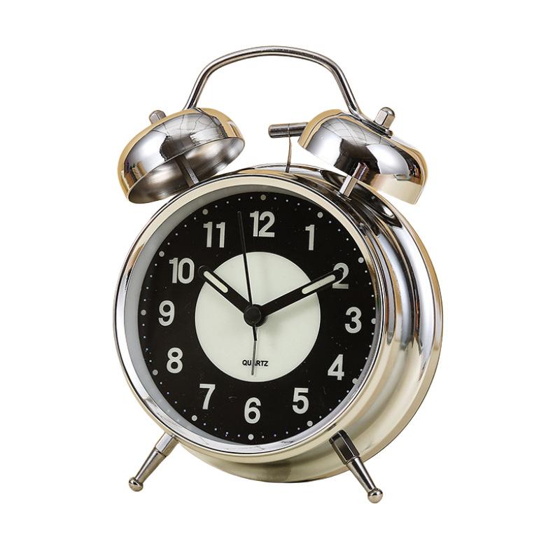 1 inch 1 inch metal bell alarm clock luminous silent small alarm clock big bell bedside desktop small clock