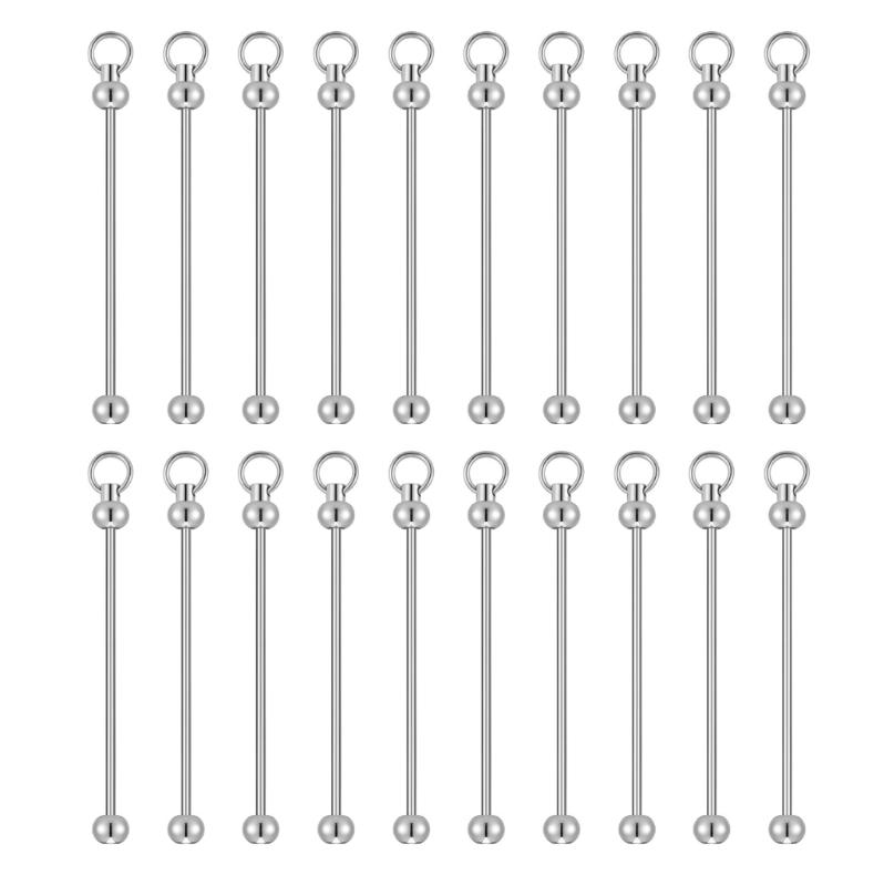 Portable 20 Pcs Sturdy Alloy Long Rods Charm Pendant Accessory for Earrings and Necklace Jewelry Making with Eye Pins