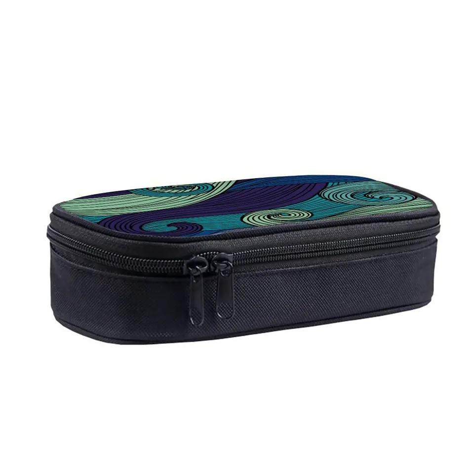 Wave Print Layered 3D Cartoon Fabric Pencil Case & Pen Bag Best Gift for Boys/Girls School & Office Use