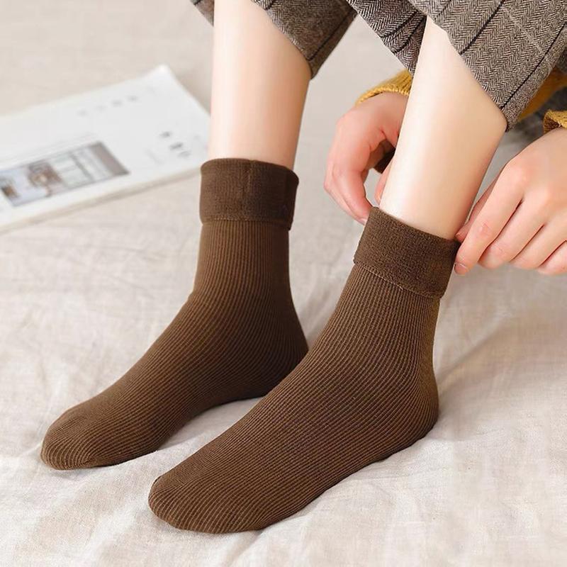 Female Winter Fleece Warm Socks Soft Comfortable Solid Color Home Floor Thick Stocking Soft Boots Sleeping Socks New