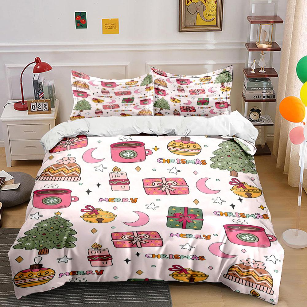 Christmas trees, gifts, ornaments. Bedding sets Duvet cover sets Duvet covers Pillowcases(1 * Duvet Cover 2 * Pillowcases without duvet insert)