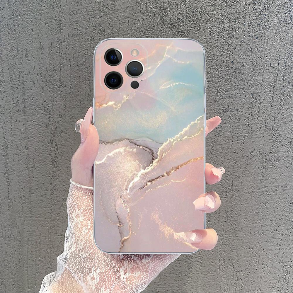 Мраморный Арт Модный Узор Чехол для Телефона для iPhone 15 14 13 12 Mini 11 Pro XS Max X XR SE 6 7 8 Plus Мягкая Силиконовая Крышка