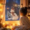 Прозрачные Стеклянные Узоры Рождественская Лиса Наклейки на Окно, Зимний Лесной Зверь Двусторонние Наклейки, Милая Графика Многоразовые Статические Наклейки для Праздника