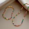 Luxury Design Colorful Zircon Chain Necklace Bracelet Jewelry Sets Korean Fashion Accessories Exquisite Gift for Womens