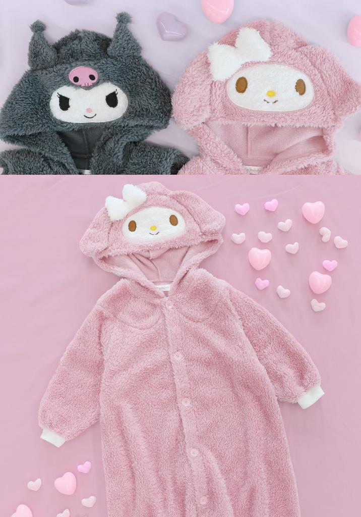 Kaitak Family Sanrio Characters My Melody Kuromi Kids' Pajamas, Fleece, Winter, 110cm, 130cm, 150cm (110cm, Pink (My Melody))