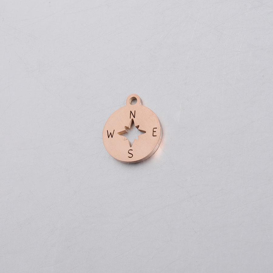 Круглое полое зеркало-подвеска из нержавеющей стали в виде компаса (12*14,3 мм)