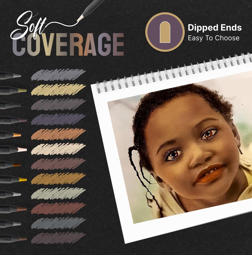 Medihealth 1 Карандаши цветные для взрослых «Черная вдова» для портретов и тонов кожи, художественные цветные карандаши, полный цветовой диапазон с рейтингом светостойкости - -