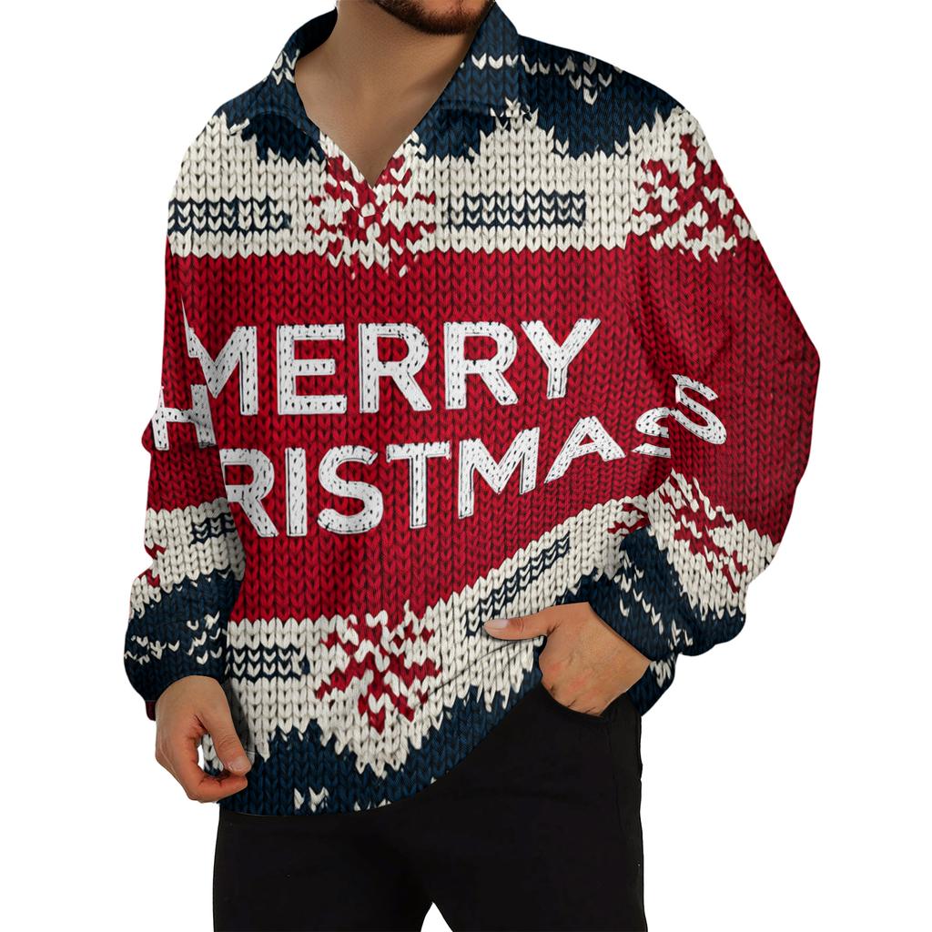 Men's Casual Collared Long-Sleeve Knit Base Layer Top