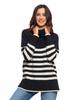 Women's Classic Long Sleeve Striped Turtleneck Sweater MORAJ XL black