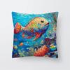 Colorful Fish Cartoon Marine Life Peach Skin Sofa Pillow Car Cushion Cover