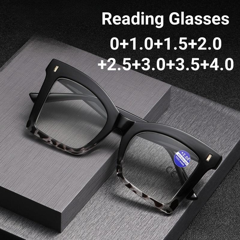 Large-Rimmed Spectacles Anti-Blue Light Presbyopia Glasses Transparent Lenses Reading Glasses For Middle-Aged And Old People