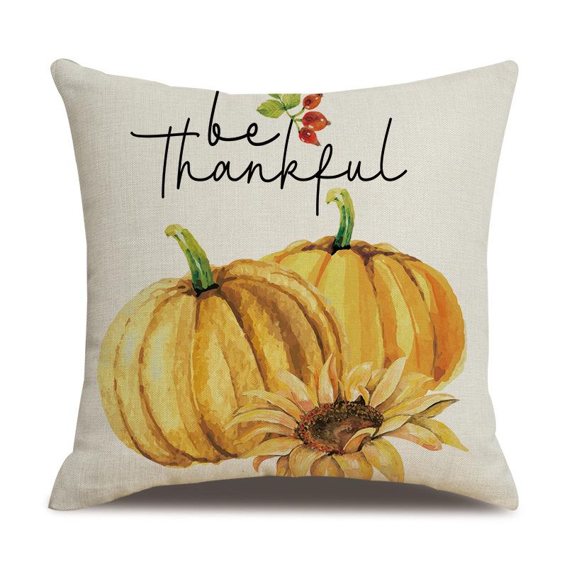Подушка из льна на День благодарения, осенняя наволочка с принтом тыквы