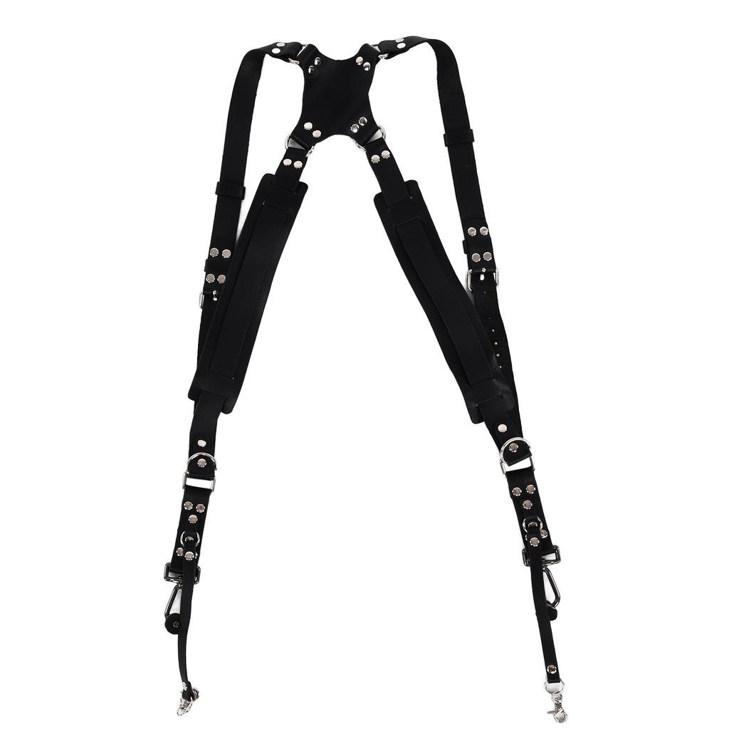 Leather Camera Strap Dual Shoulder Snapshot Harness Adjustable Multifunctional Camera Accessories for SLR CameraBlack