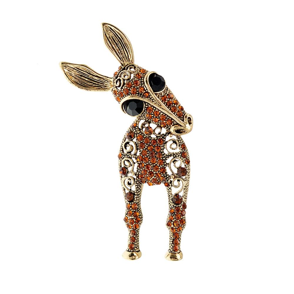Blucome 2 цвета на выбор, броши в виде ослика со стразами для женщин и мужчин, модная булавка унисекс с животными, забавные милые большие мультяшные подарки для детей