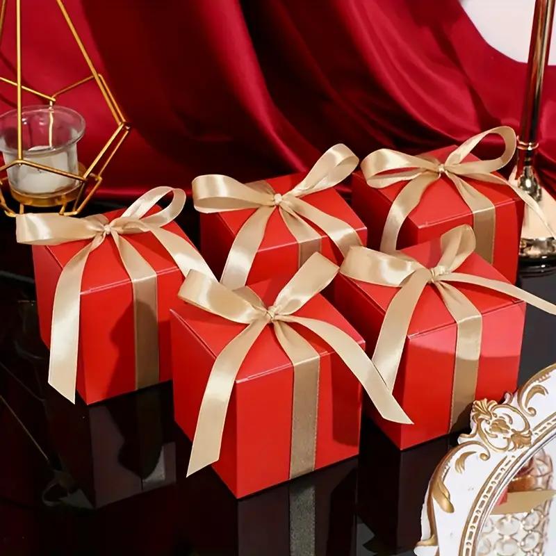 WTEMPO Ribbon Bow Mini Gift Boxes Birthday Wedding Christmas Elegant Party Paper Favor Treat Boxes Ideal for Storing and Gifting Delicate Items