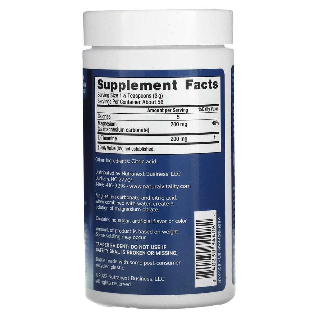 Natural Vitality CALM Mind, Магний с L-теанином, Пищевая добавка, Смесь для напитка, Без вкуса, 6 унций (168 г)