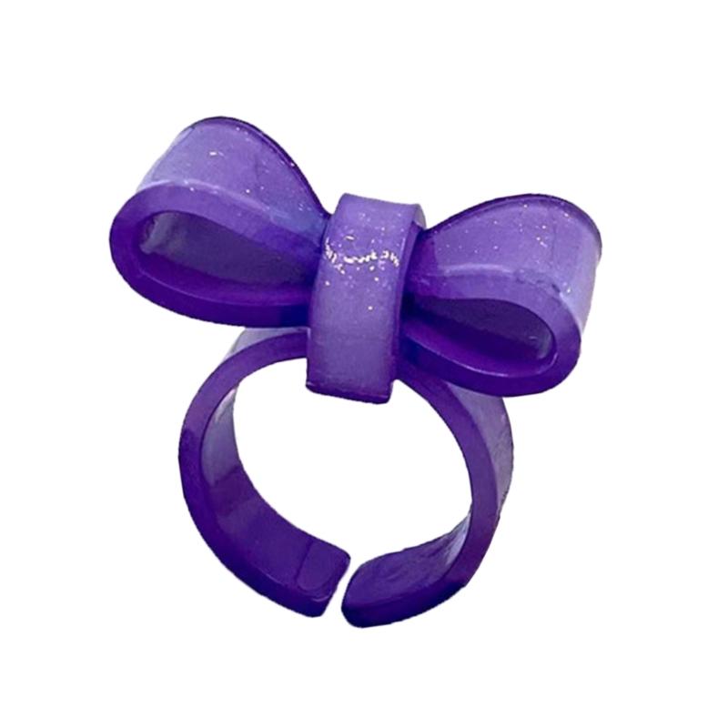 Resin Rings Dumpy Acrylic Rings Bowknot Rings Aesthetic Trendy Colorful Open Rings Statement Jewelry Bow Rings for Women