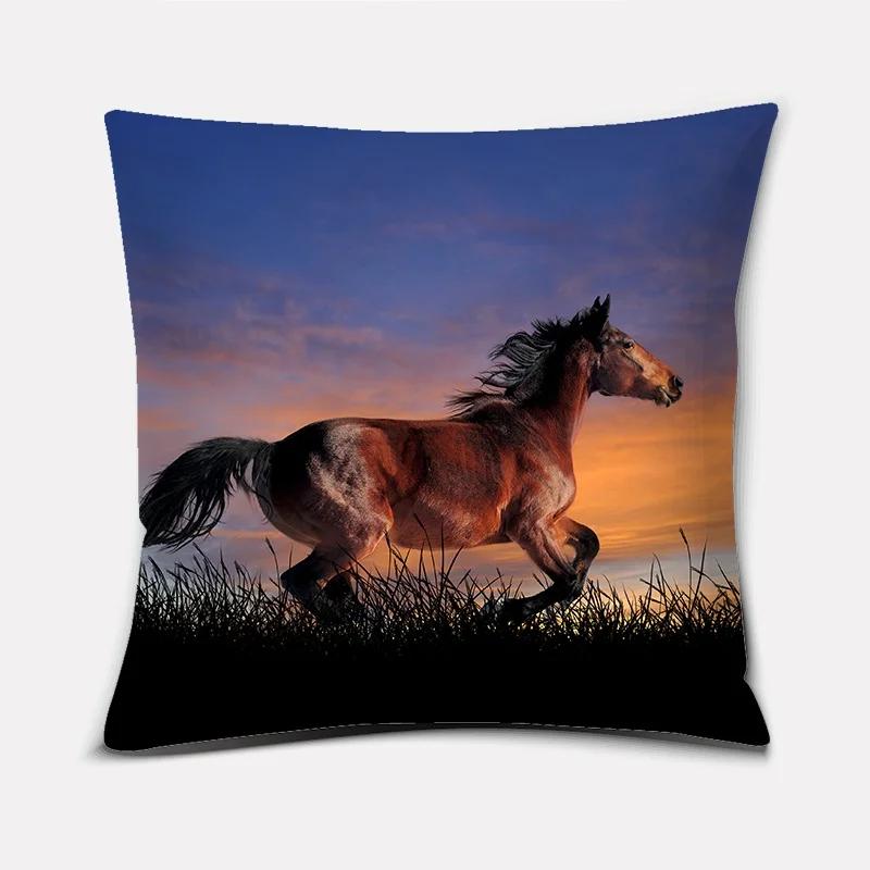 Модная классическая квадратная наволочка, скачущая лошадь, великолепный узор. Чехол на подушку для дивана в гостиной, чехол для подушки