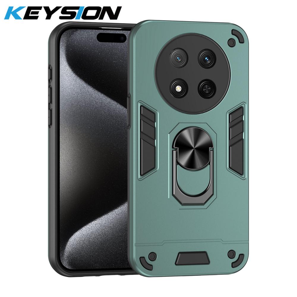 KEYSION Противоударный защитный чехол для HONOR X9c 5G Мягкий силиконовый чехол + PC Ring Stand для задней панели телефона Huawei Honor Magic 7 Lite 5G