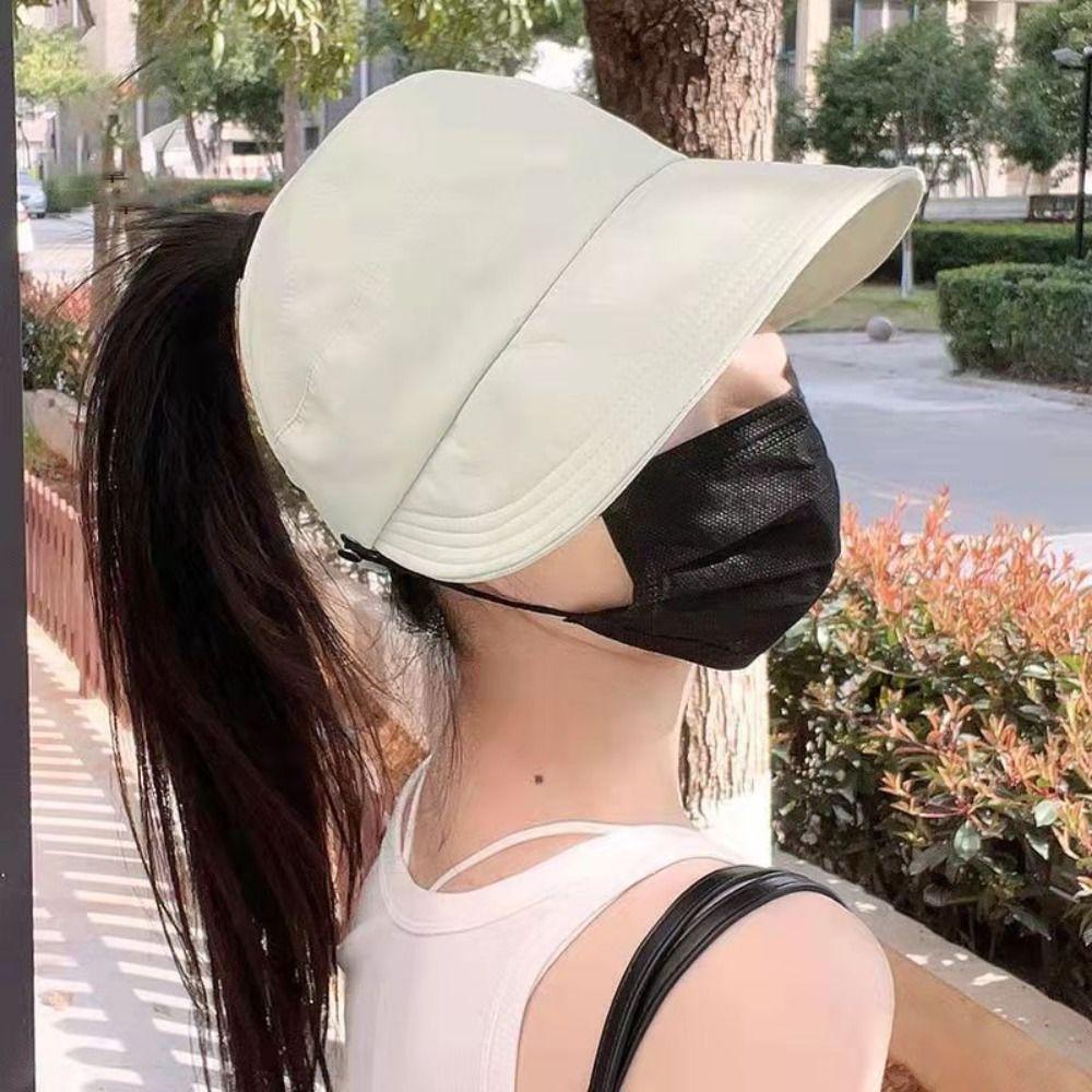 Складная широкополая шляпа от солнца с хвостиком, летняя быстросохнущая козырек, кепка рыбака, регулируемая женская шляпа от солнца, пляжная шляпа