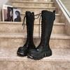 Fashion 2024 New Knee High Platform Elegant Low Heel Trend Punk Gothic New Rock Leather Fashion Women's Boots Motorcycle Footwear