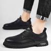 FashionLeather Мужская повседневная обувь на шнуровке, модные роскошные мужские оксфорды, обувь для отдыха в британском стиле, черная мужская обувь для отдыха