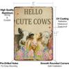 Винтажная металлическая табличка Hello Cute Cows Декоративная табличка Алюминиевая настенная art 12x8 дюймов для Фермерского дома Кухни Спальни Офиса