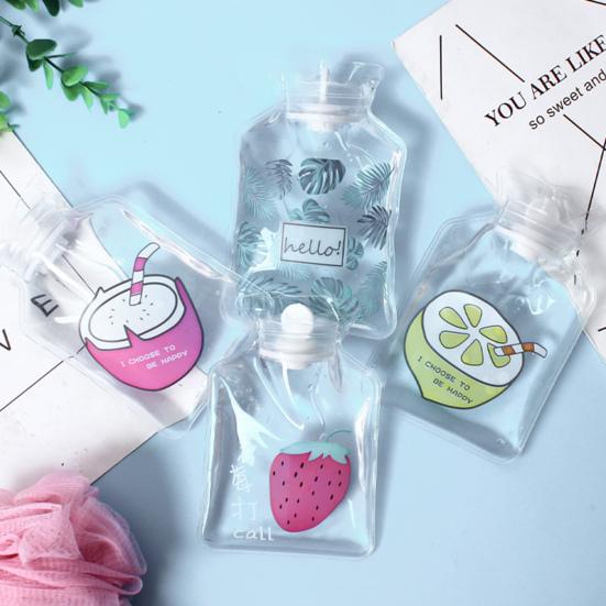 Прозрачный ПВХ мешок для горячей воды с мультяшным узором, герметичный, горячий и холодный компресс, облегчение боли, зимний грелка для рук, ног, бутылка, теплый подарок