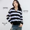 Handu Yishe Women's Classic Striped Lapel Knit Sweater