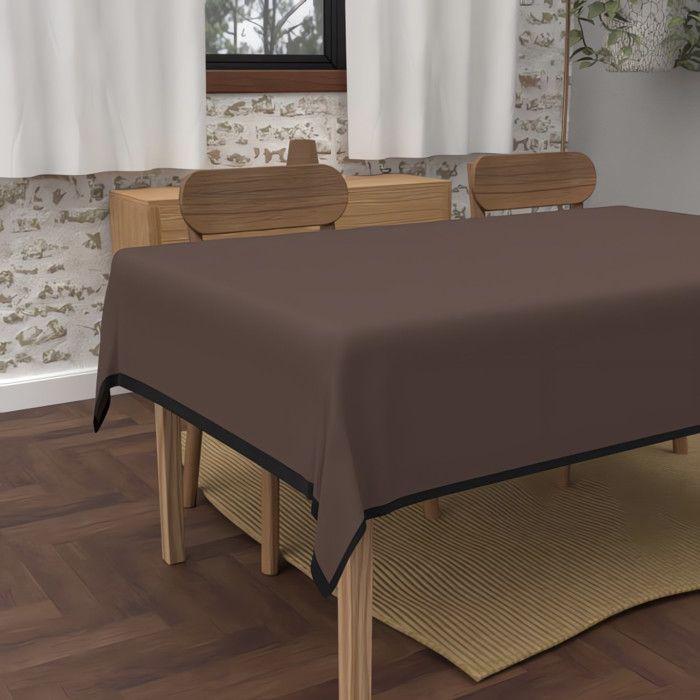 Rectangular Stain-resistant Tablecloth In Washed Microfibre 140x240 Cm BOHEME Brown, by Soleil d'Ocre