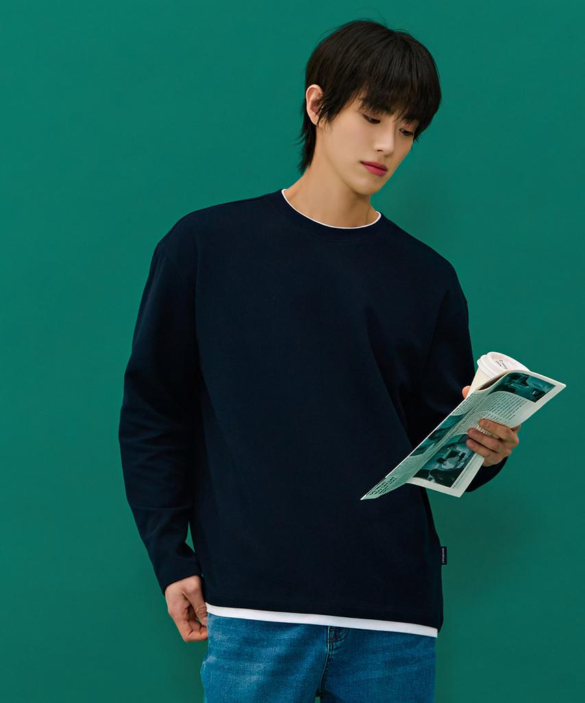 CHASECULT Men'S Layered Long Sleeve T-Shirt - Navy
