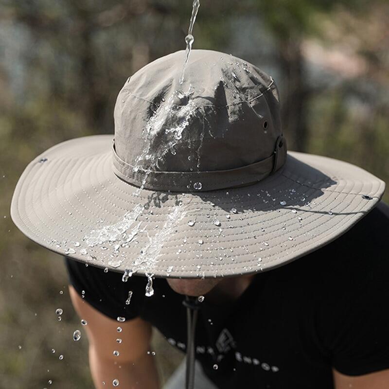 OLIKEI 12 см мужская шляпа от солнца с большими полями модная рыбацкая шляпа летняя анти-УФ-ведро шляпа уличная походная шляпа водонепроницаемая быстросохнущая ковбойская шляпа