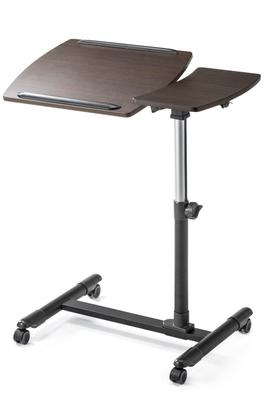 Стол Sanwa Direct Side Table Lifting Type, совместим с типом PC, регулируемой верхней панелью с фиксированным углом наклона, верхней панелью с роликами, текстура древесины 57-83 см