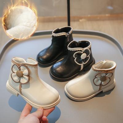 Зимние новые детские ботинки Martin для девочек, обувь принцессы из хлопка и бархата, кожаные ботинки из иностранного материала, короткие ботинки