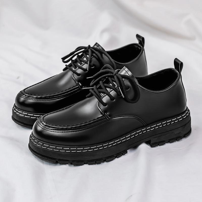 Thick Sole Formal Black Men Leather Shoes Designer Platform Casual Shoes Wedding Dress Oxfords Shoes Men Work Shoes